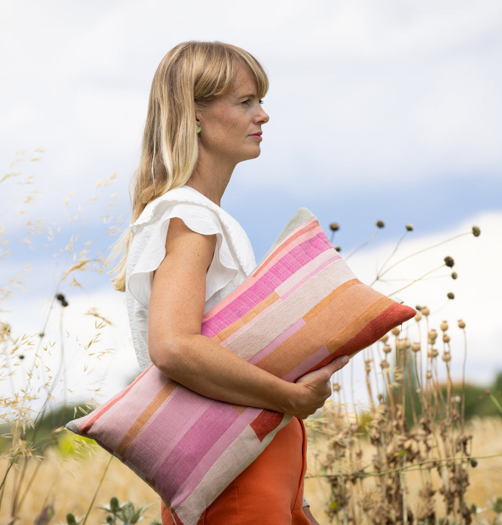 New Horizons Woven Cushion - Orange / Pink