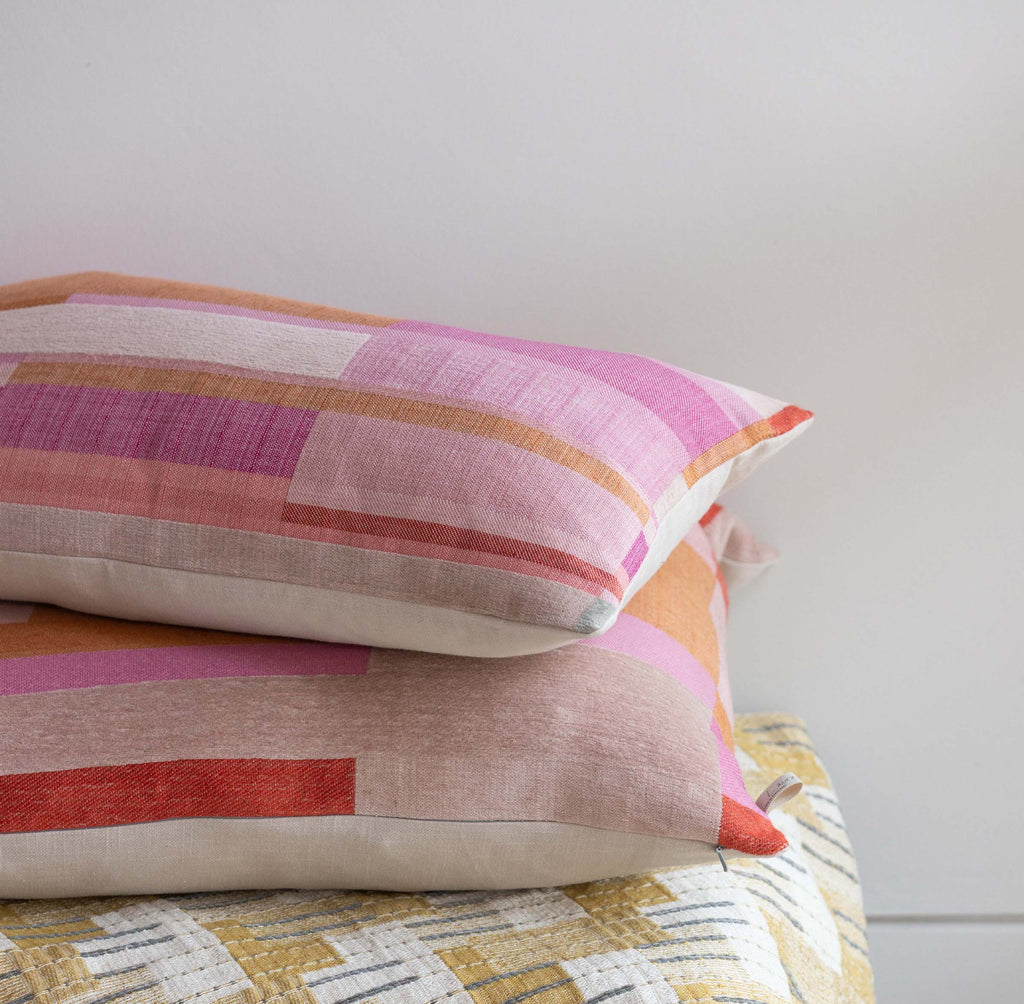 New Horizons Woven Cushion - Orange / Pink