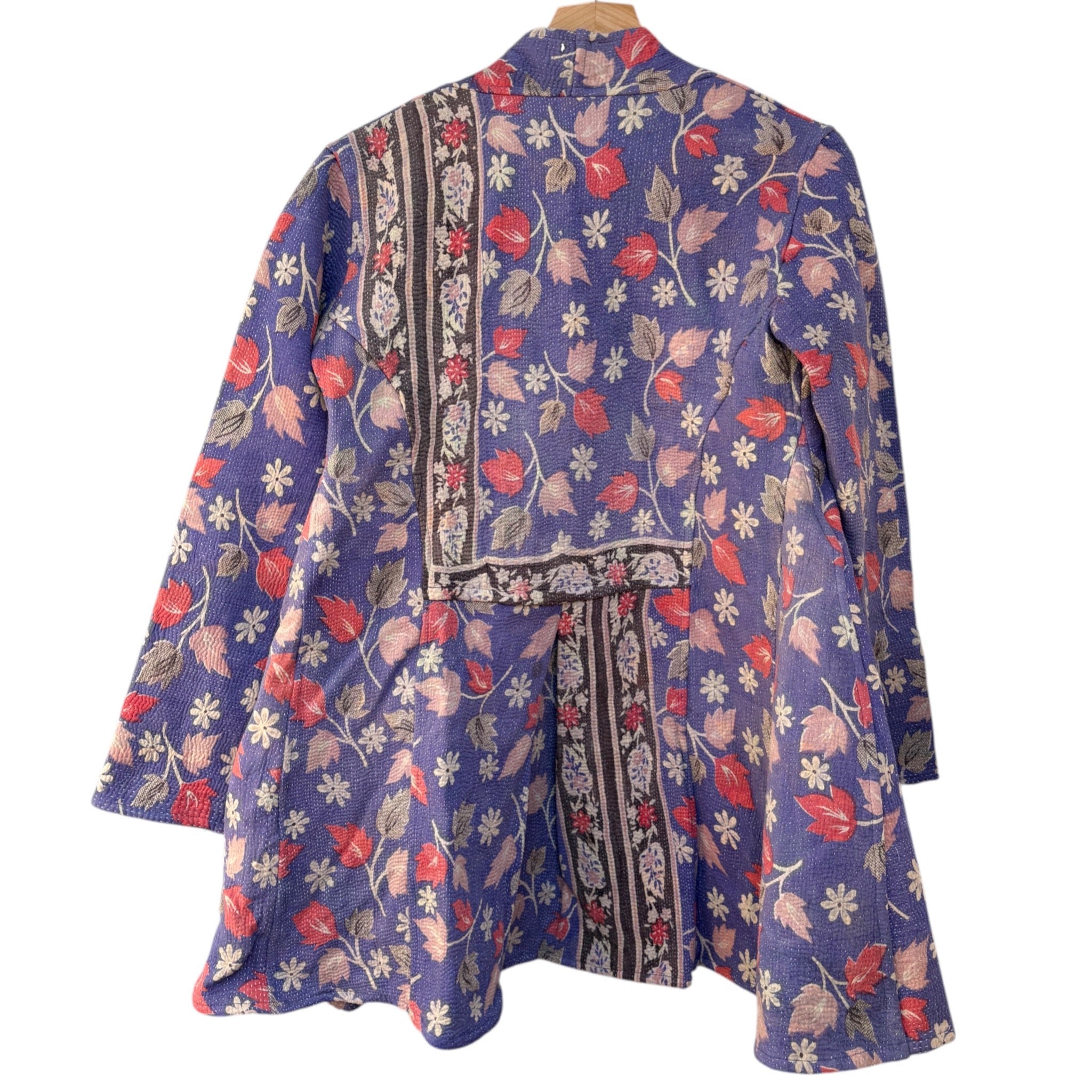 Lavender & Pink Long Kantha Coat