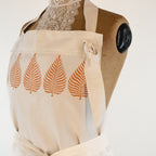 Large Leaf printed cook's apron, vintage French Linen