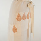 Large Leaf printed cook's apron, vintage French Linen