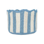 Stripy Scalloped Baskets - Dusty Blue