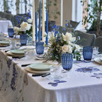 Linen Tablecloth 220 x 145cm | Blue Flower Garden