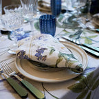 Linen Tablecloth 220 x 145cm | Blue Flower Garden