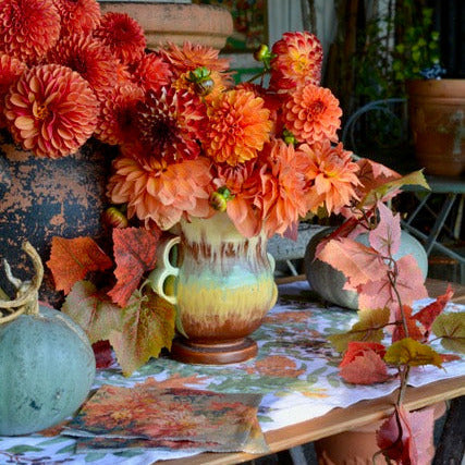 Linen Table Runner - Autumn Foliage & Berries | 145cm