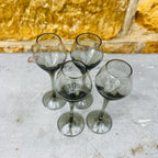 Vintage Smokey Grey/Green 1970's Liqueur Glasses