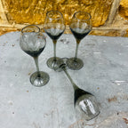 Vintage Smokey Grey/Green 1970's Liqueur Glasses