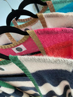 Elizabeth Long Striped Cardigan - Navy and Ivory with Gold Lurex Trim