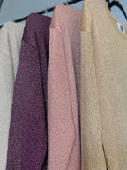 Jane Shimmering Lurex Long Sleeve Top in Gold