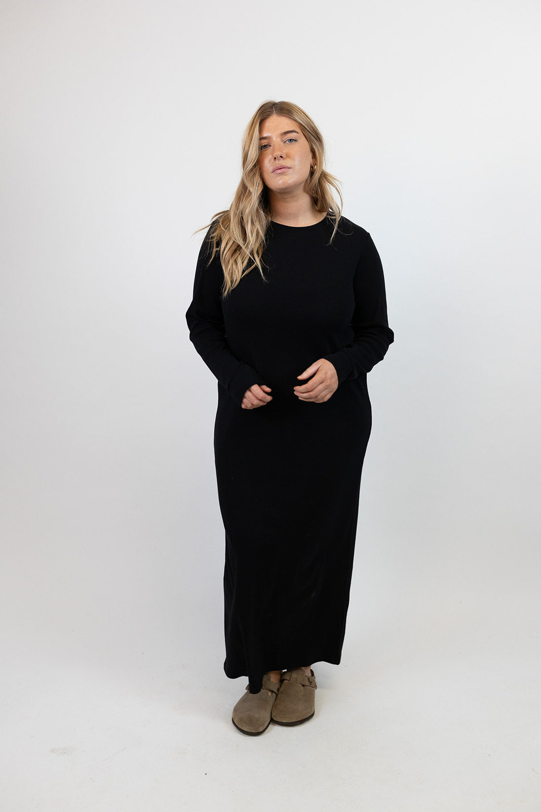 Lydia Organic Cotton Rib Black Dress