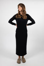 Lydia Organic Cotton Rib Black Dress