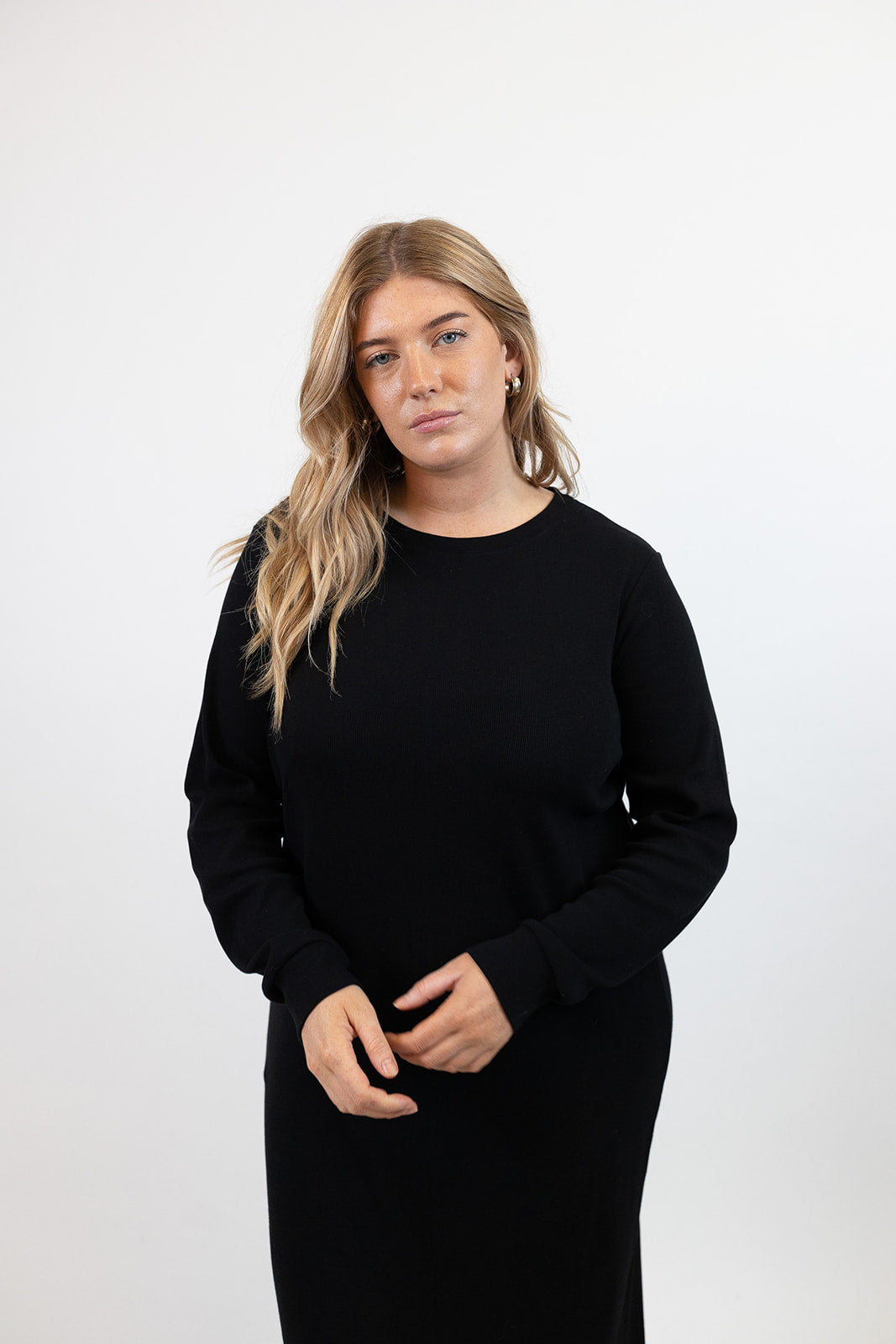 Lydia Organic Cotton Rib Black Dress