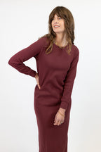 Lydia Organic Cotton Rib Burgundy Dress