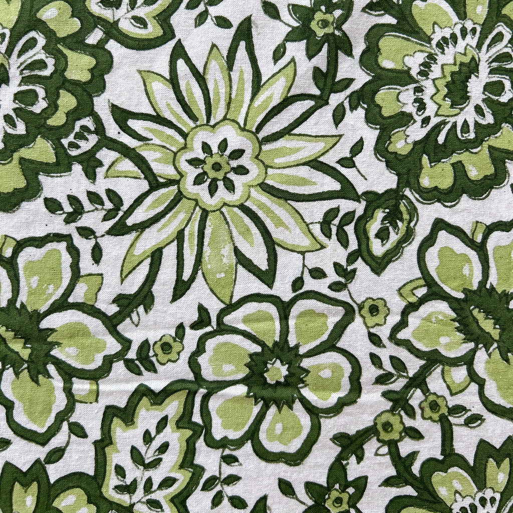 MEADOW GREEN hand block printed tablecloth