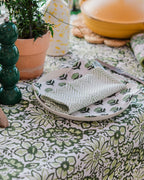 MEADOW GREEN hand block printed tablecloth