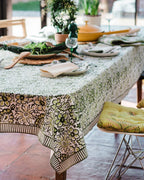 MEADOW SOFT PINK hand block printed tablecloth