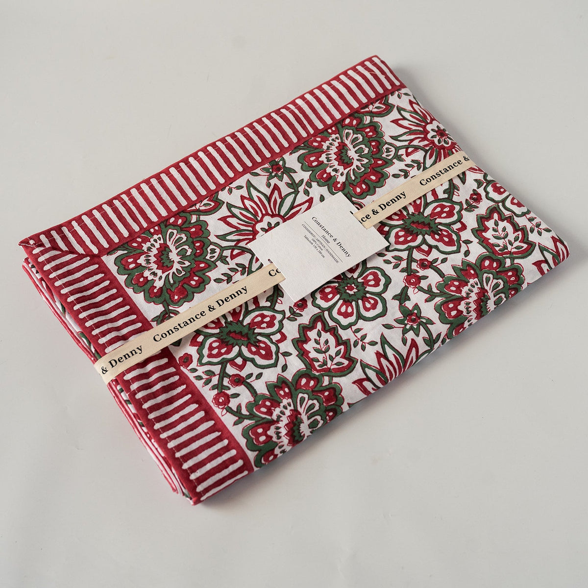 MEADOW GREEN hand block printed tablecloth
