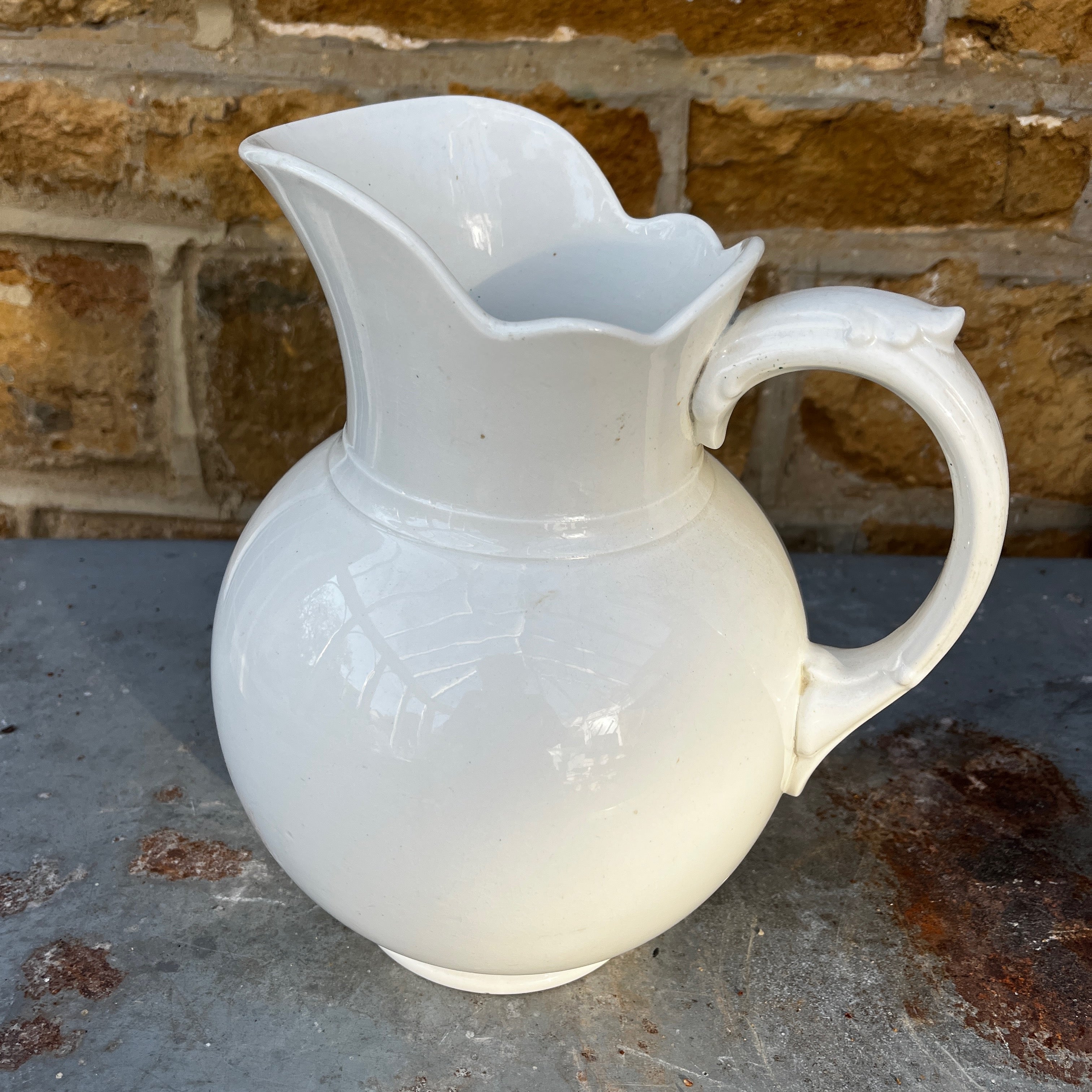 Vintage White Ceramic Jug, Maastricht Ceramics