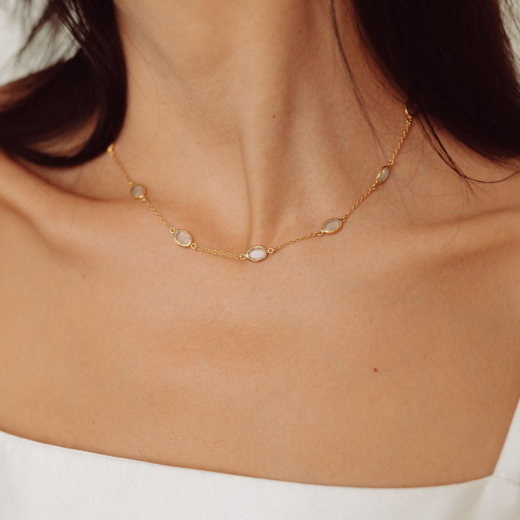 Marilyn Necklace in Gold with Sky blue Topaz