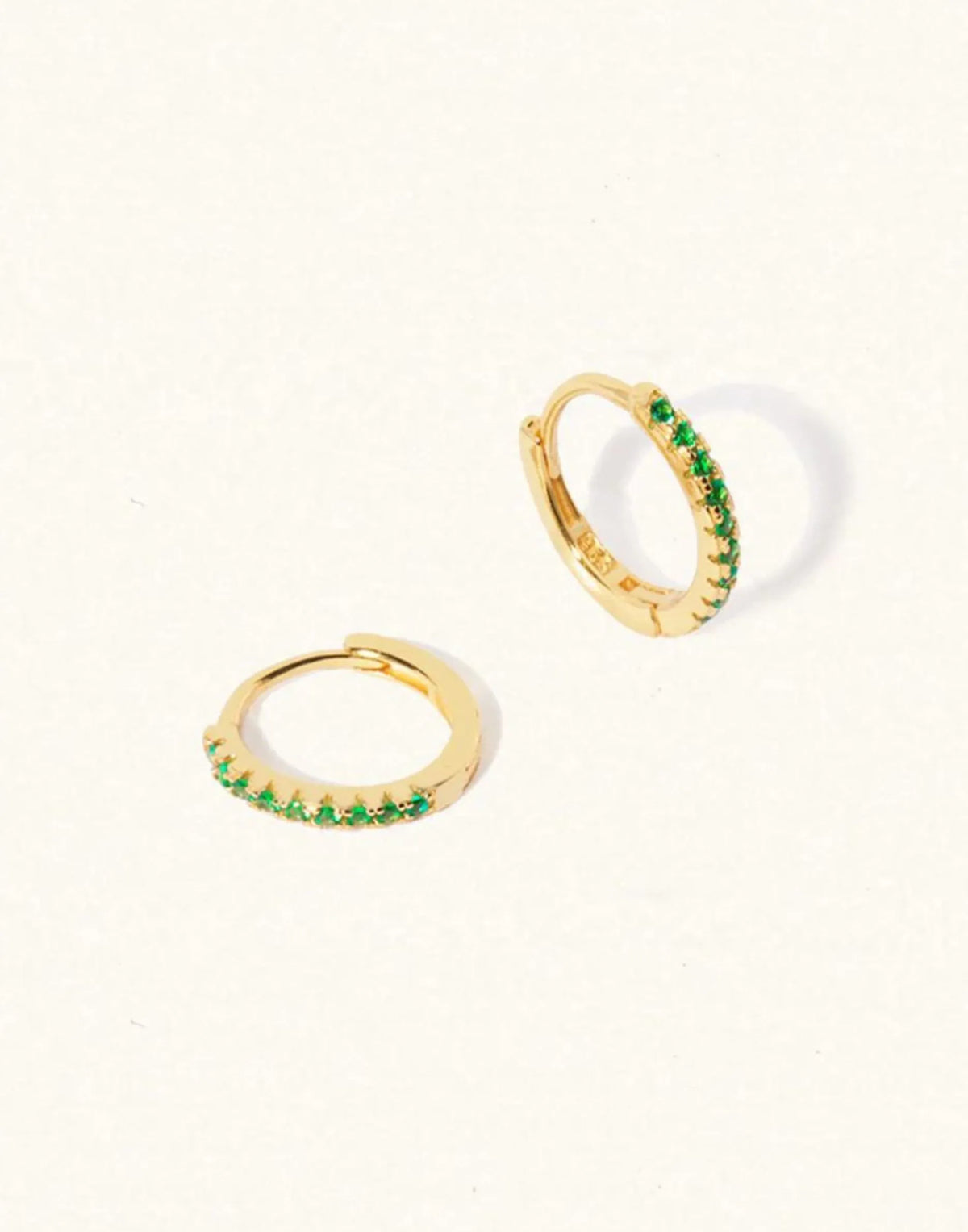 Emerald Quartz Huggie Earrings