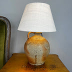 Medium Sized Hand-Made Vintage French Olive Oil Table Lamp