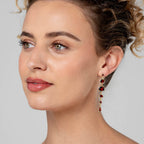 Stud Cascade Earrings in Gold with Garnet