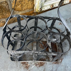 Vintage French Metal Bottle Holder with Wooden Handle