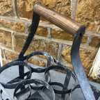 Vintage French Metal Bottle Holder with Wooden Handle