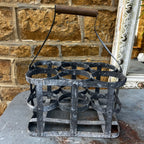 Vintage French Metal Bottle Holder with Wooden Handle