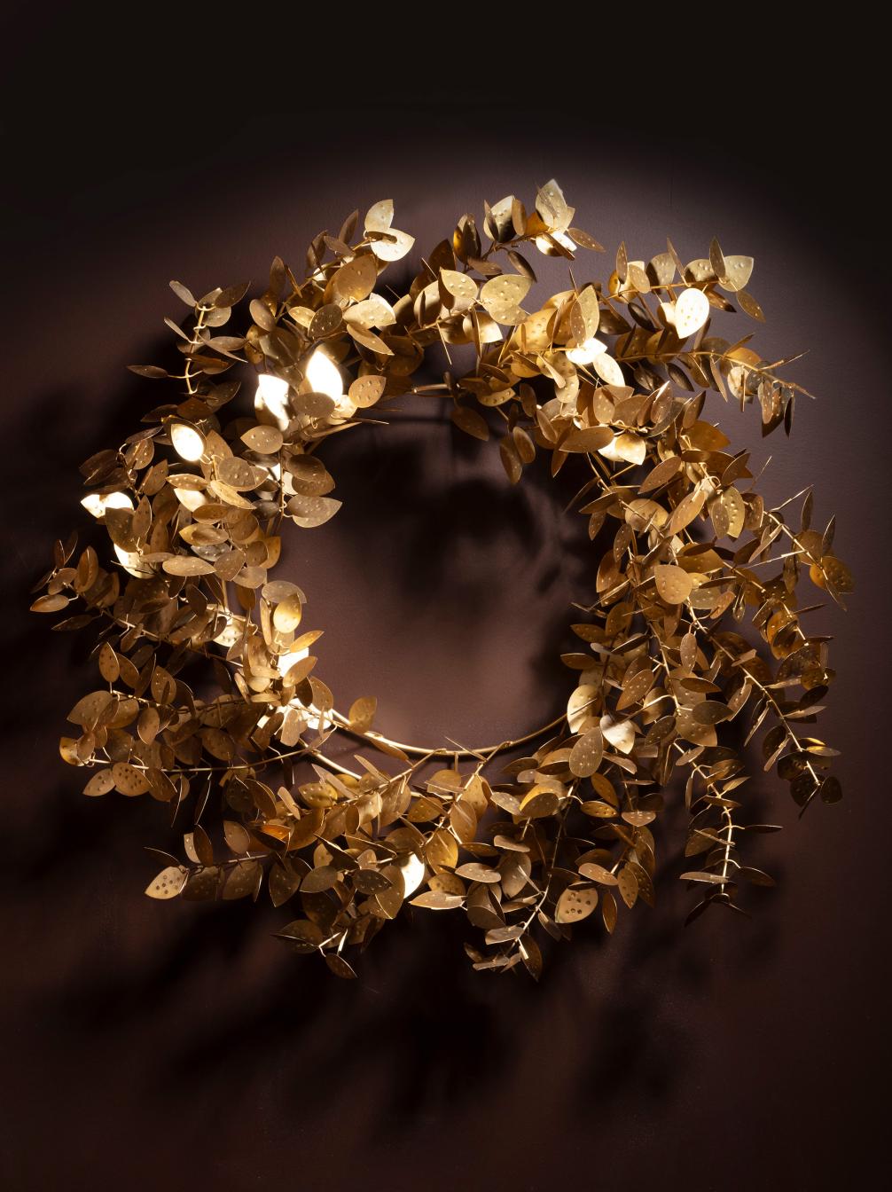 Gold Metal Wreath of Leaves