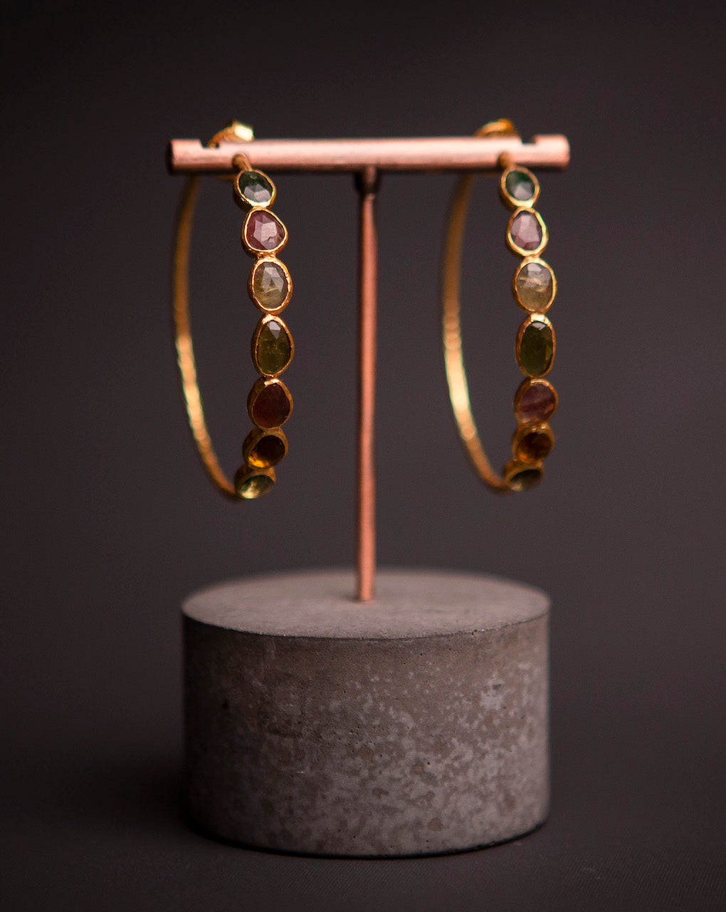 Tourmaline statement hoop earrings