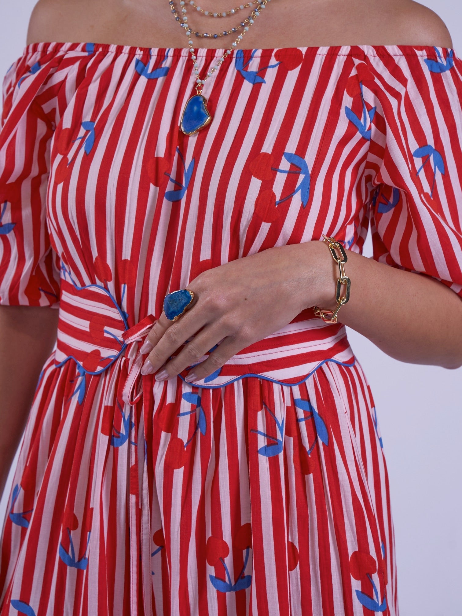 'MICHELE' DRESS IN CHERRY STRIPE