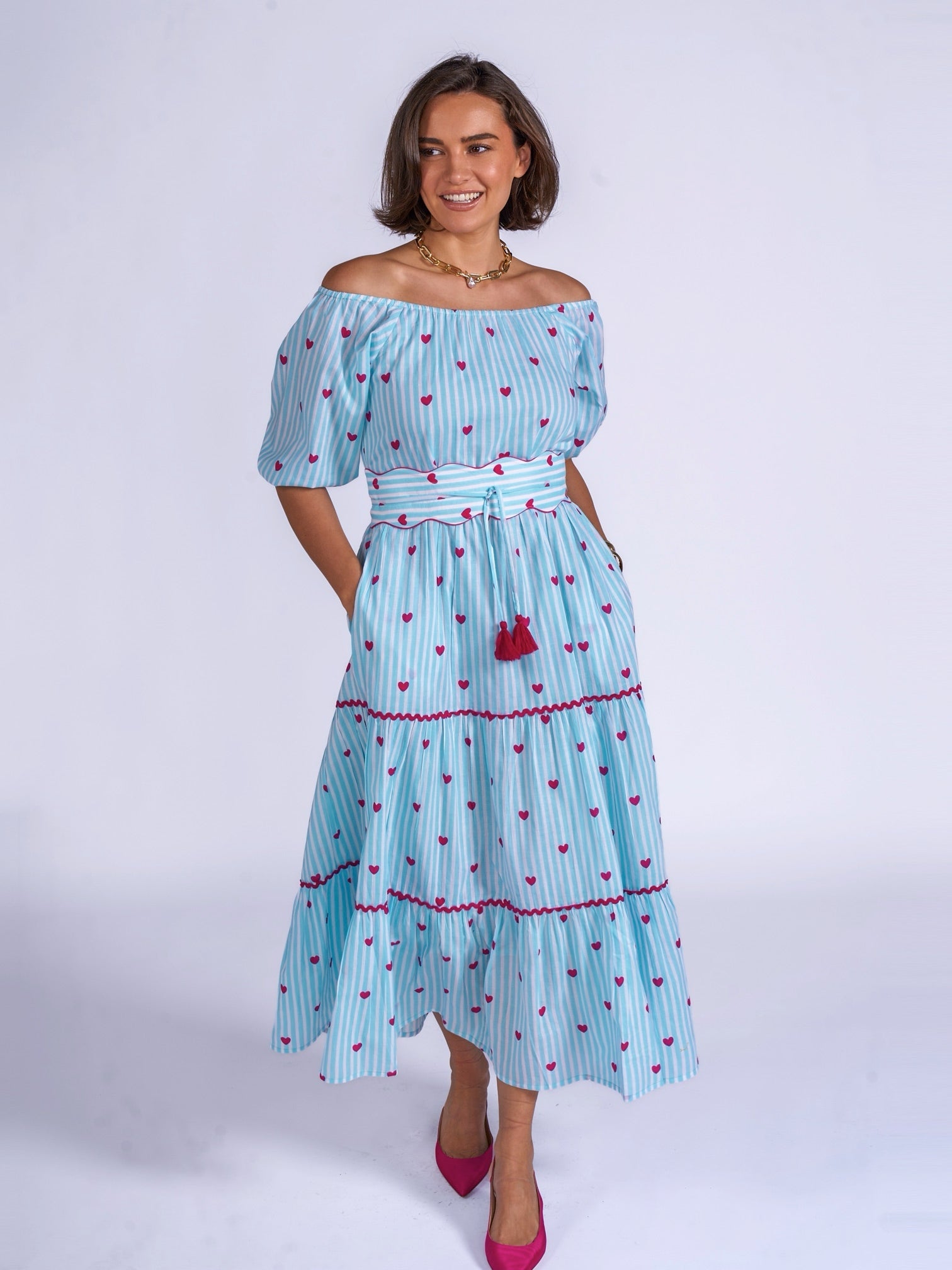 'MICHELE' DRESS IN PINK HEART