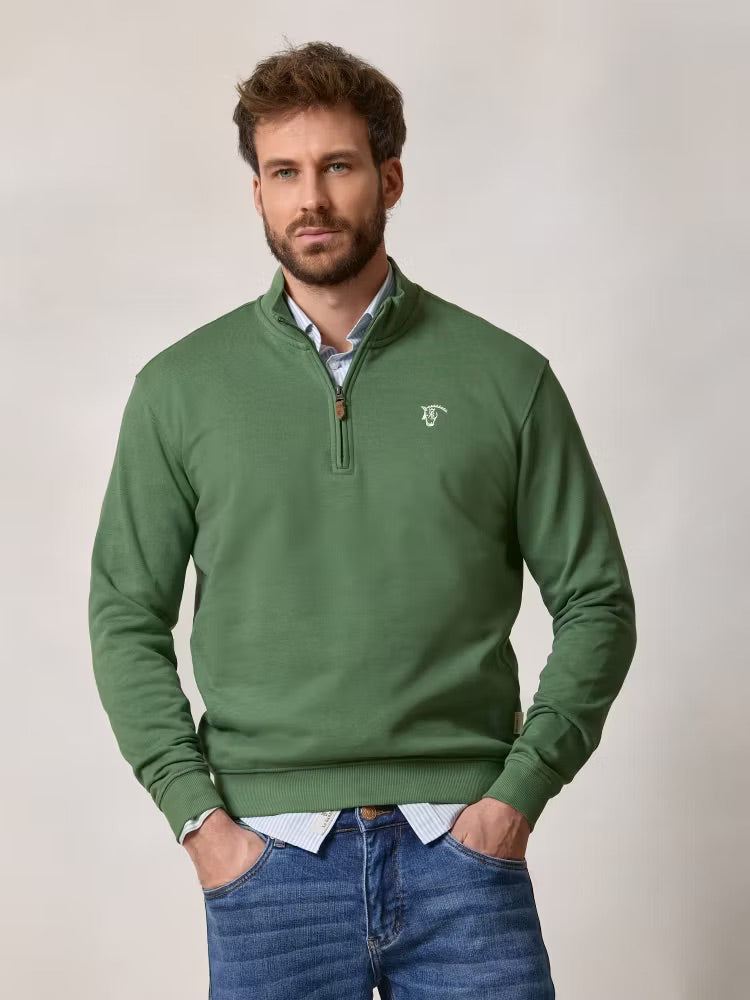 The Weekend Quarter-Zip in Mid-Green