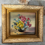 Framed Vintage Oil on Canvas - Floral Still-Life