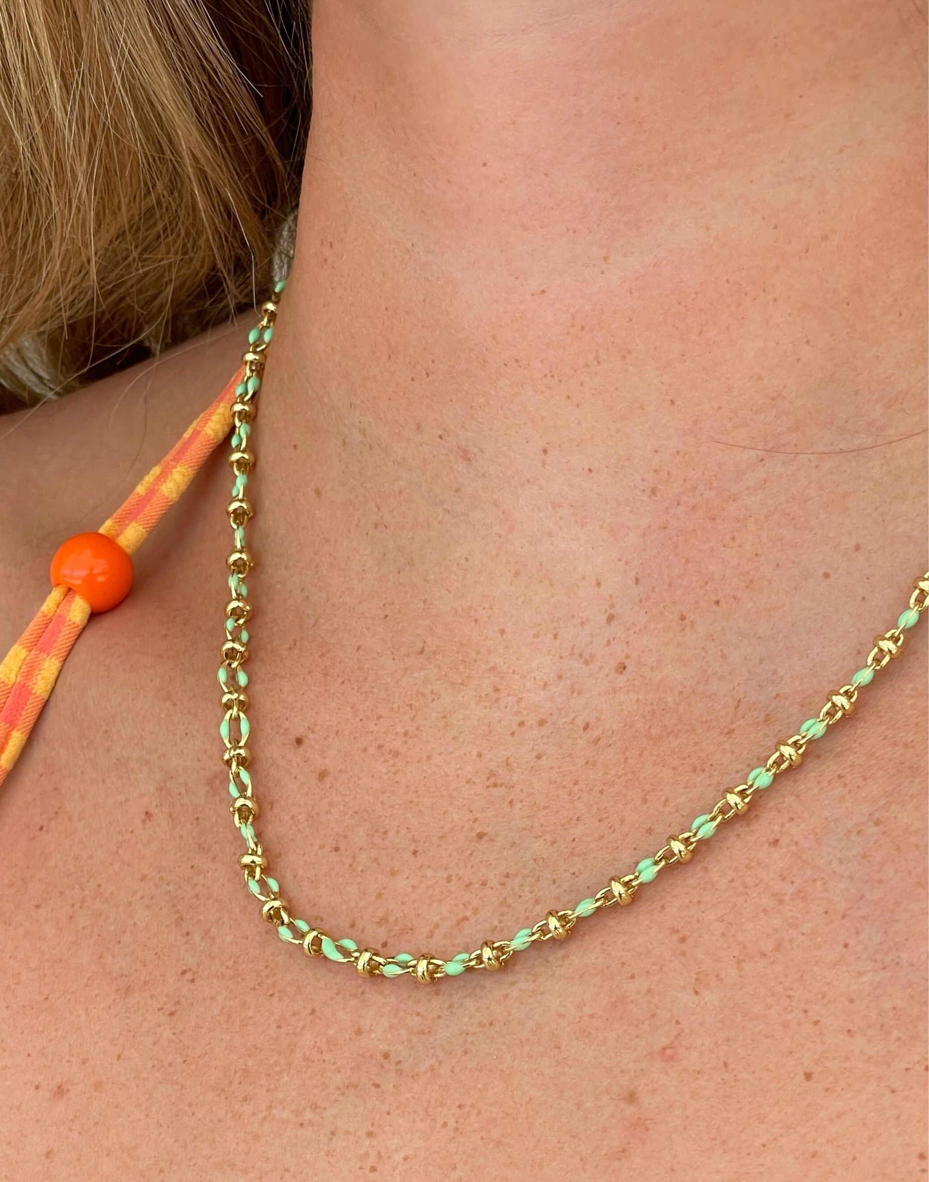 Mint Green Enamel Necklace