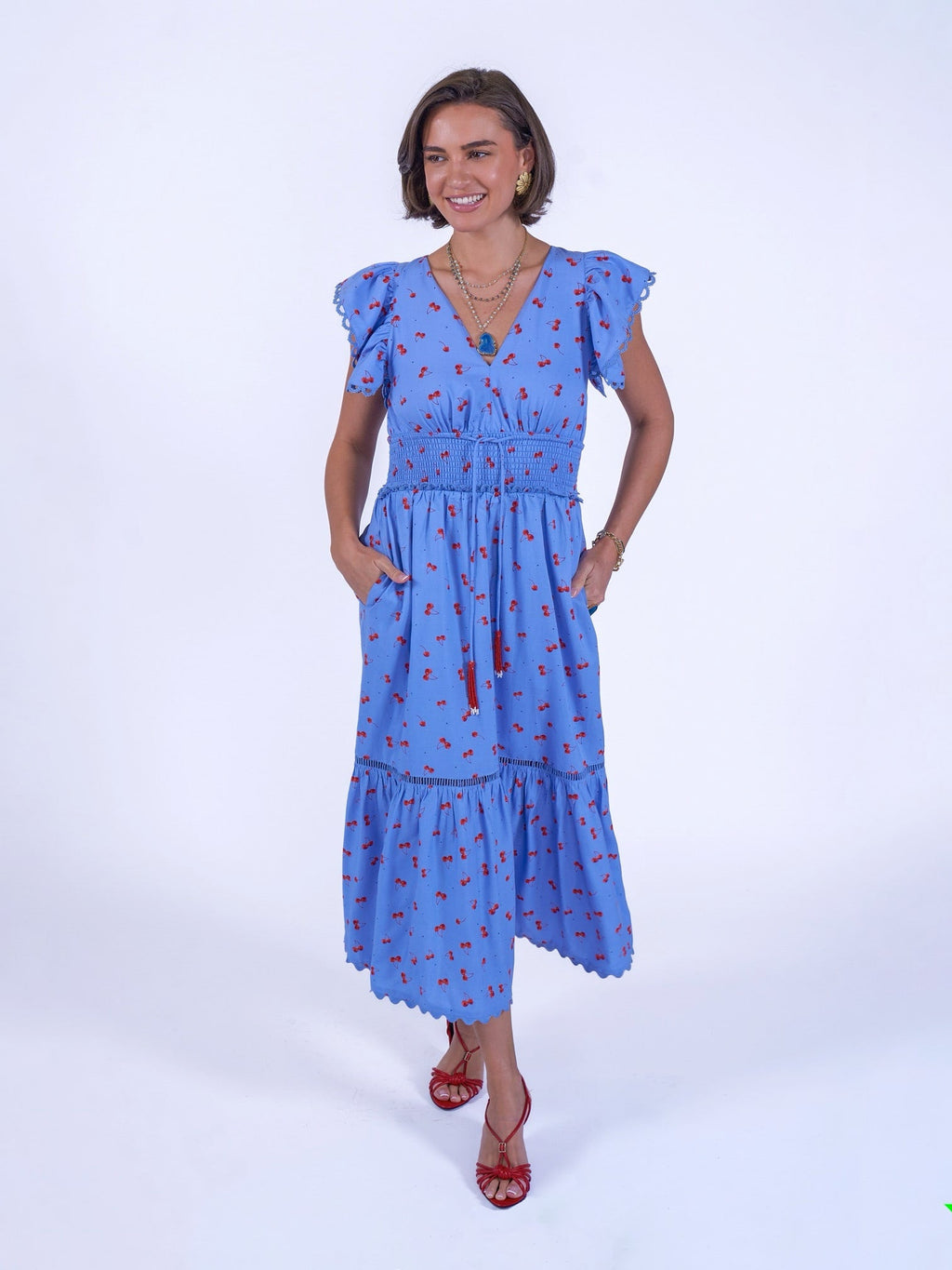 'MISHA' DRESS IN BLUE CHERRY