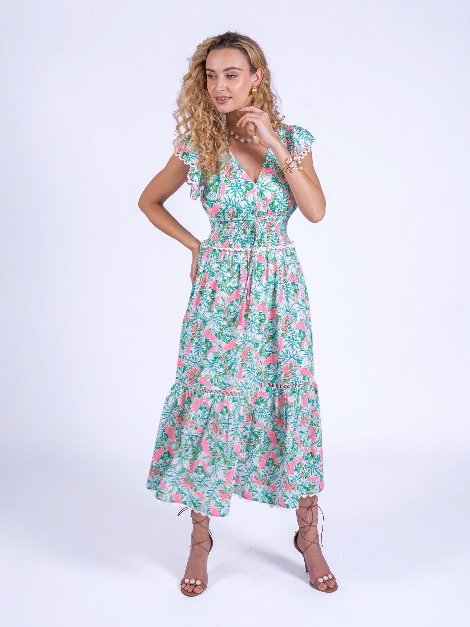 'MISHA' DRESS IN PINK PARROT