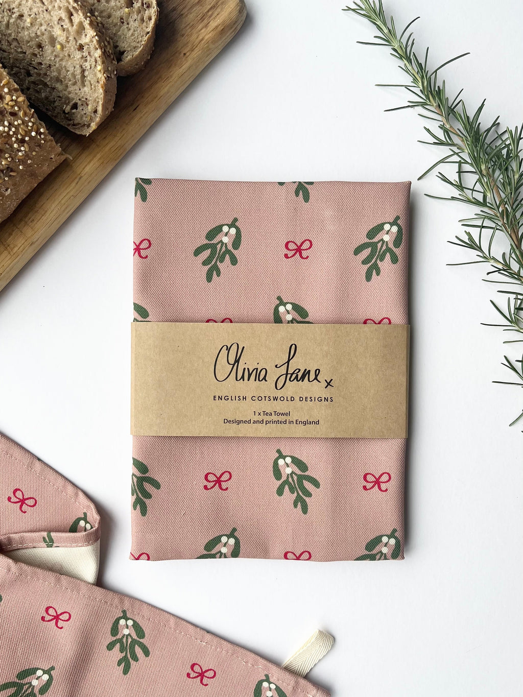 Tea Towel - 'Mistle Kiss'