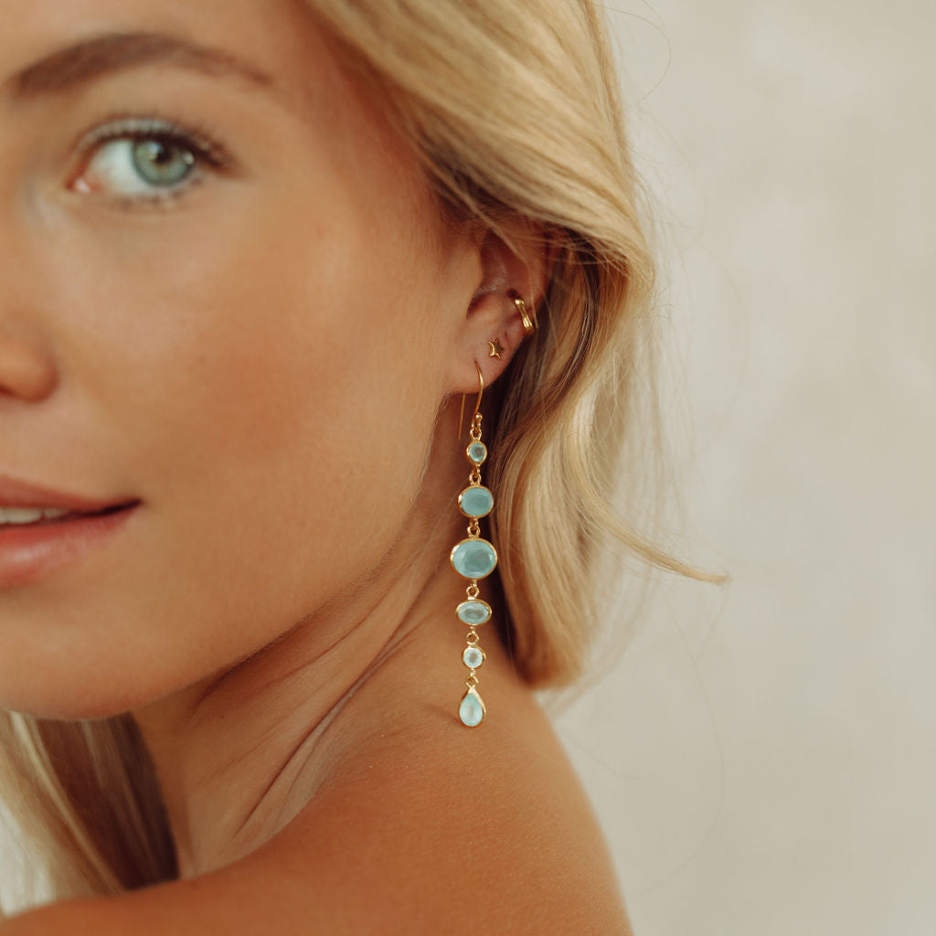 Aqua cascade earrings