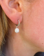 Diamond Style Pearl Drop Earrings