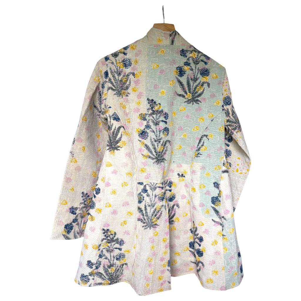 Moghul Yellow & Blue Long Kantha Coat