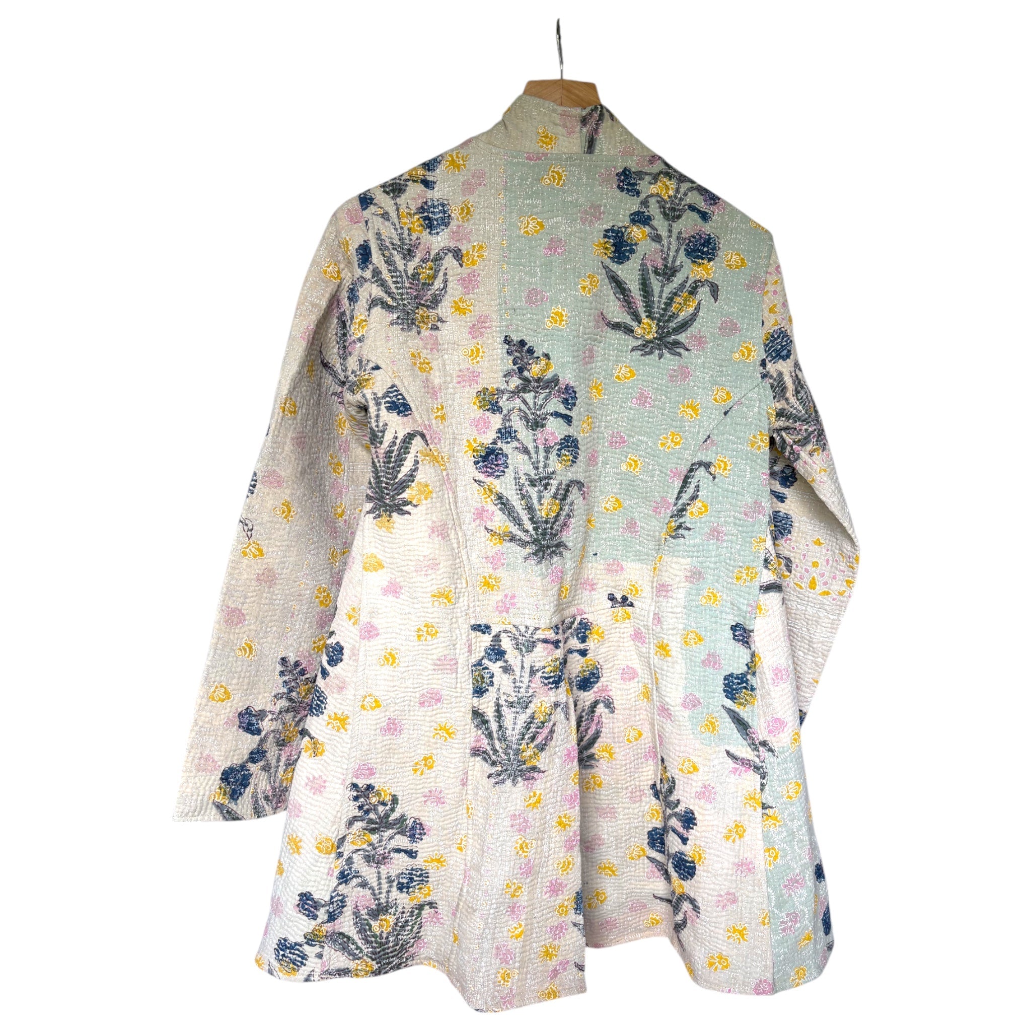 Moghul Yellow & Blue Long Kantha Coat