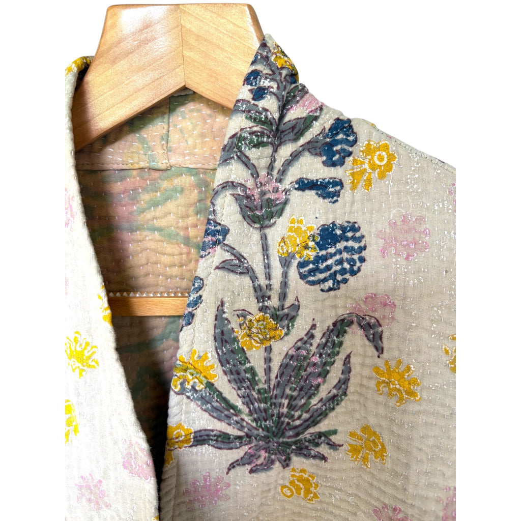 Moghul Yellow & Blue Long Kantha Coat