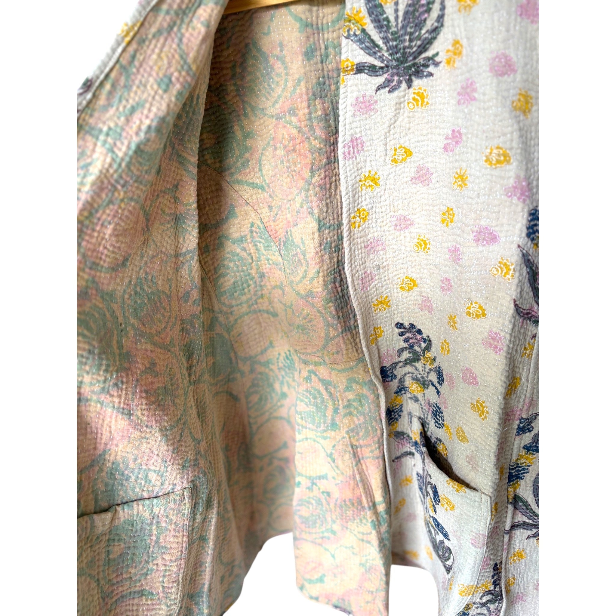 Moghul Yellow & Blue Long Kantha Coat