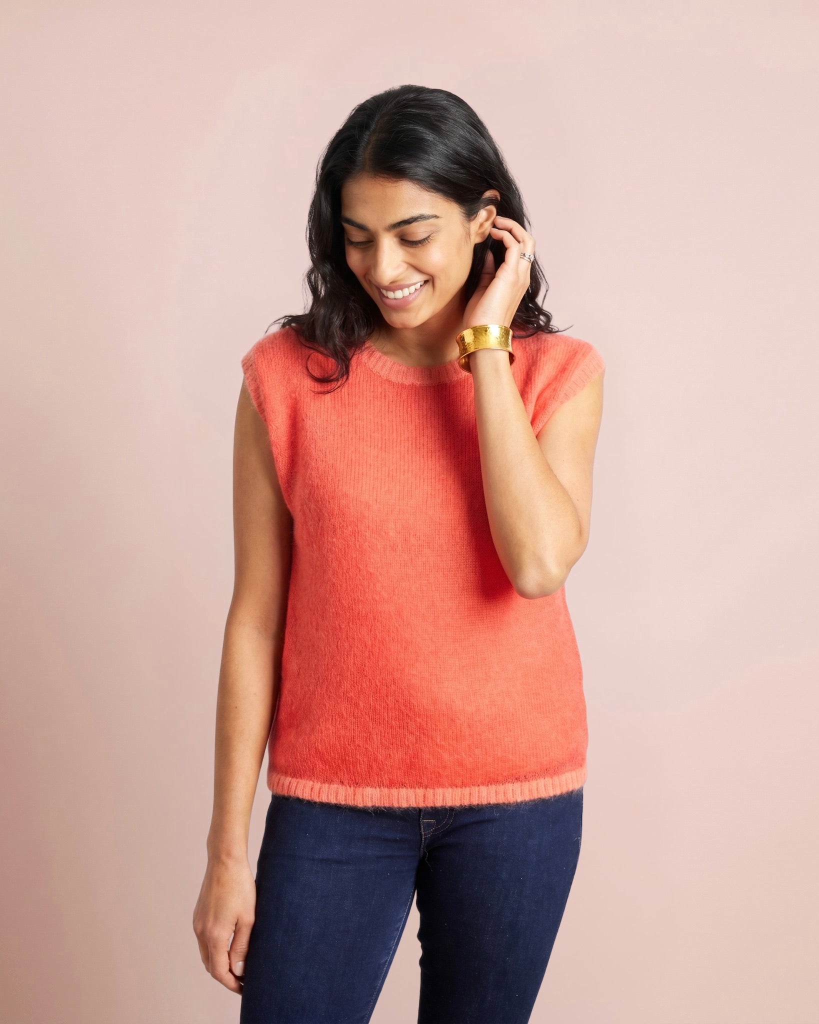 Molly Knitted Tank Top with Tonal Trim