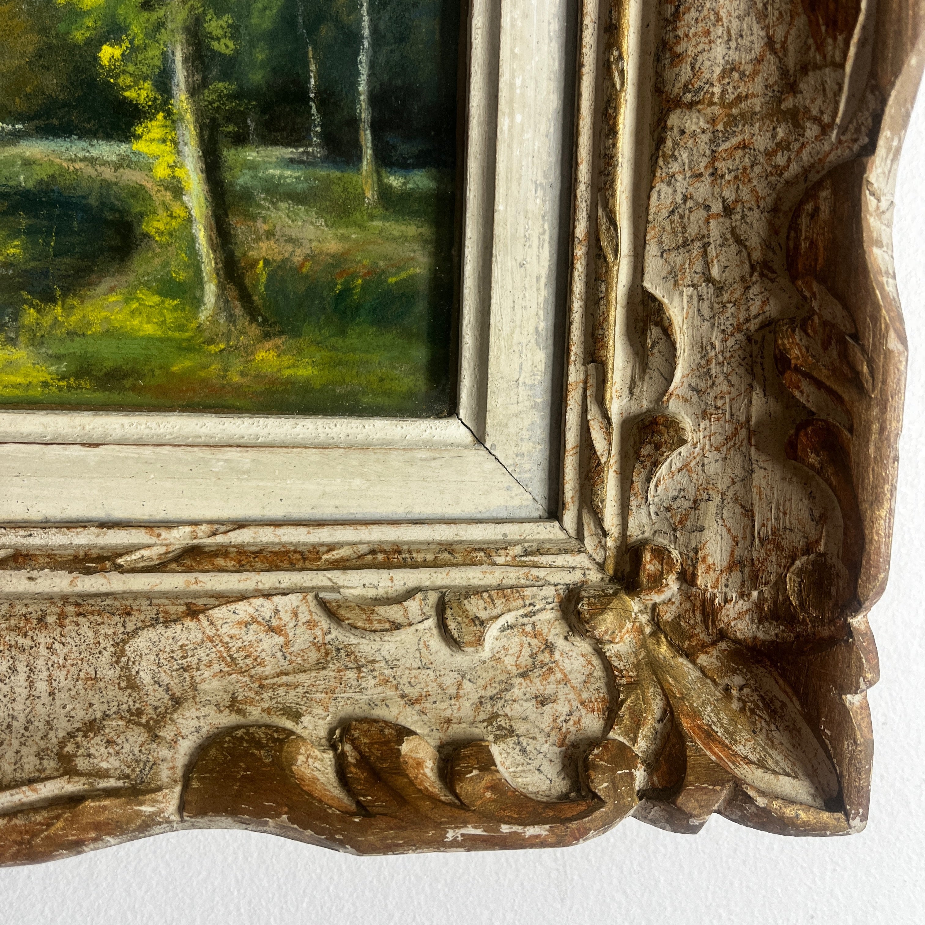 Vintage French Pastel Landscape Artwork by Jeanne Bily-Bossard in a Montparnasse Frame