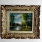Vintage French Pastel Landscape Artwork by Jeanne Bily-Bossard in a Montparnasse Frame