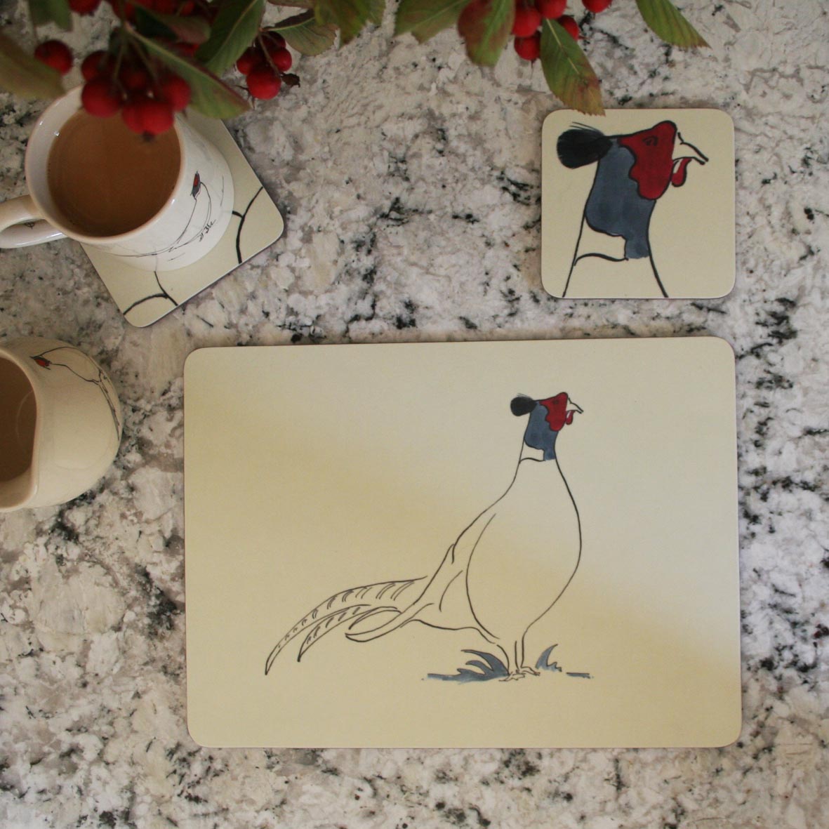 Pheasant Coasters set of four