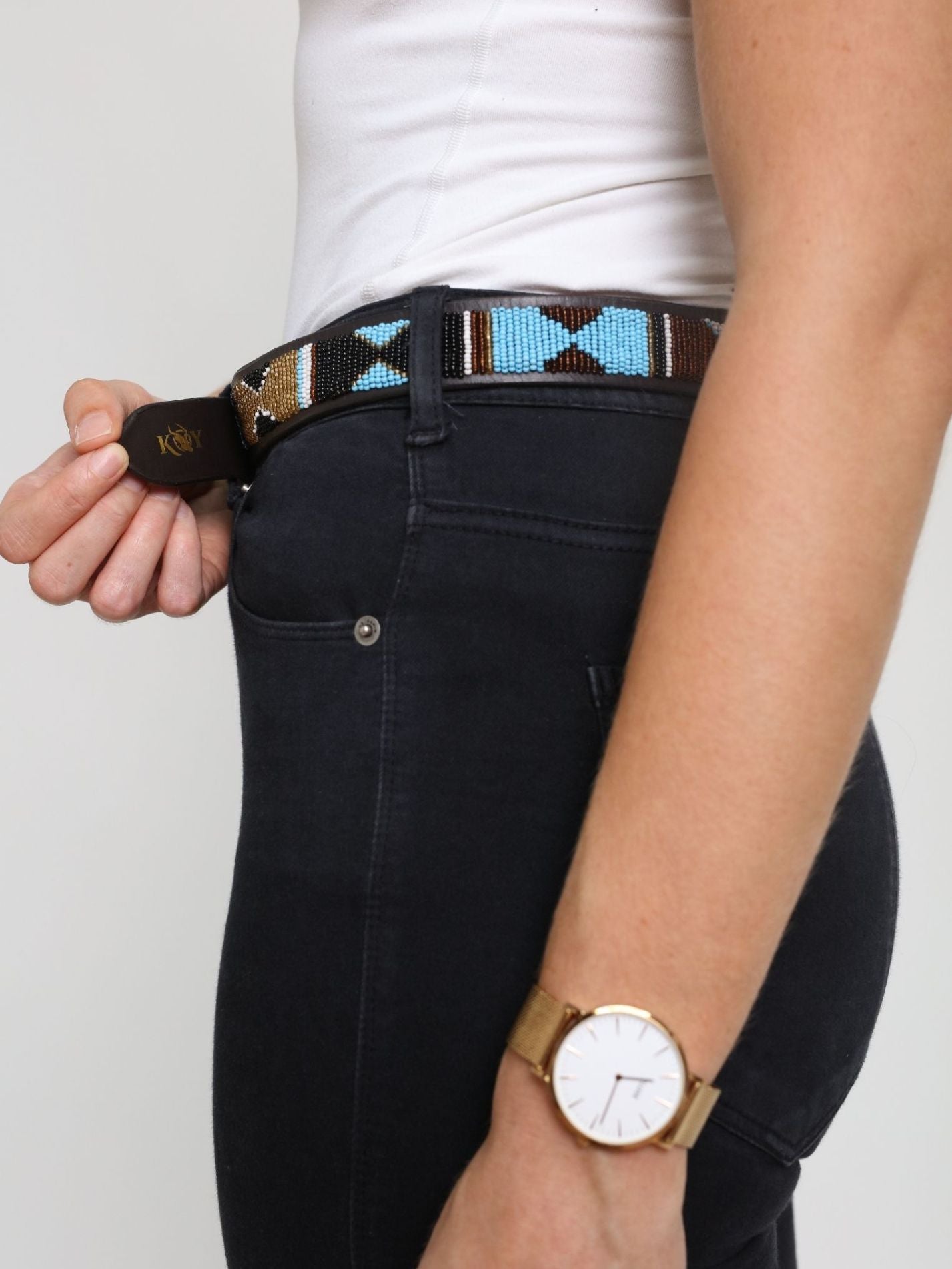 Beaded Belt - Mwezi (Narrow)